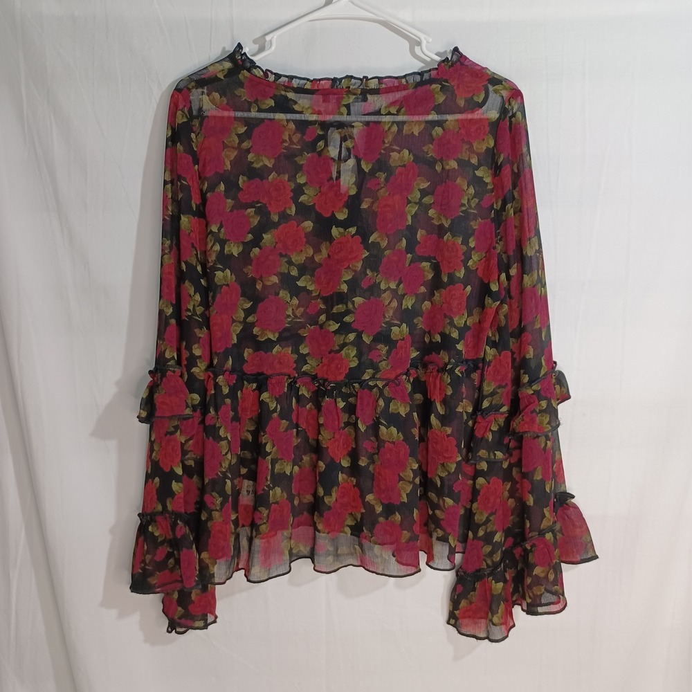 Women's American Eagle Outfitters Sheer Floral Flare Sleeve Blouse Size‎ Medium - Picture 2 of 10